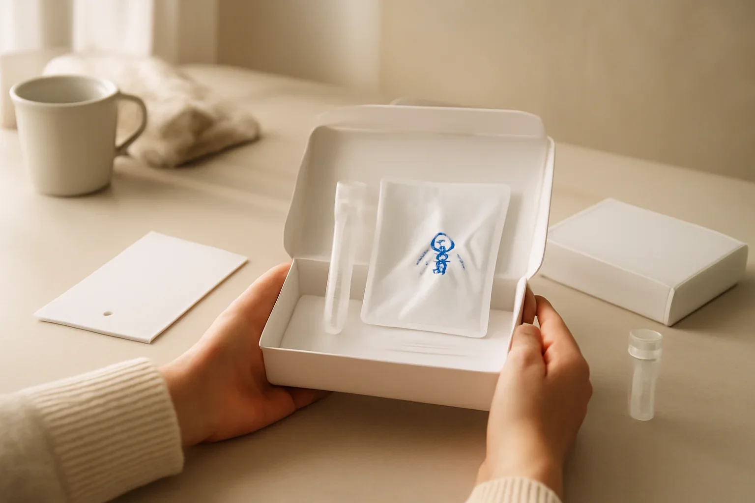What Is Gut Dysbiosis? page hero image showing an at-home microbiome testing scene