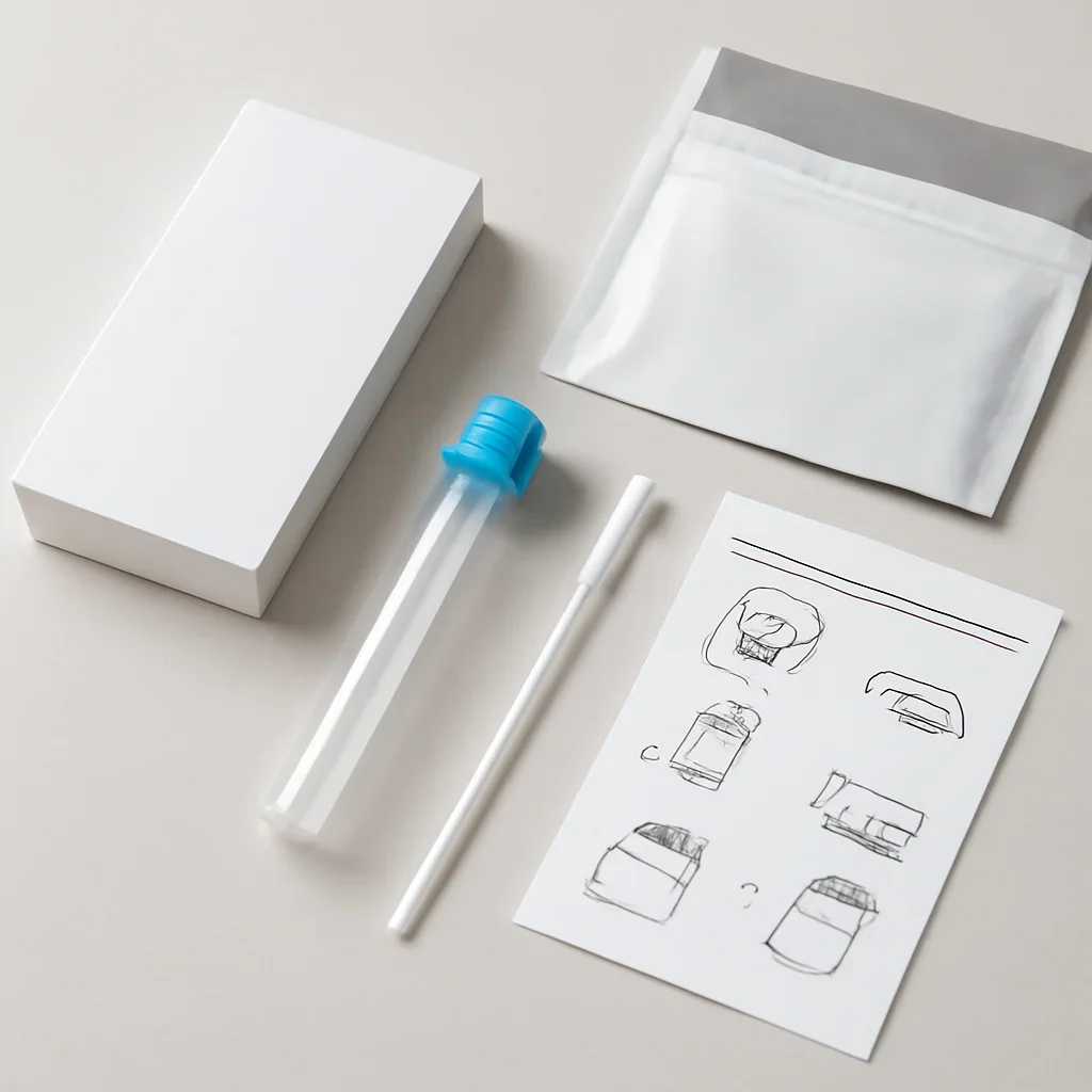 Microbiome test kit contents and at-home collection instructions for an Abbotsford customer