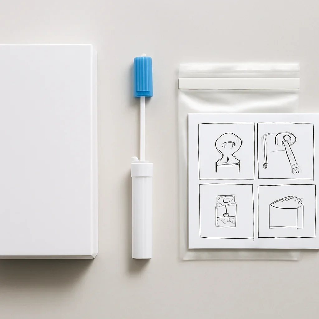 Microbiome test kit contents and at-home collection instructions for a Barrie customer