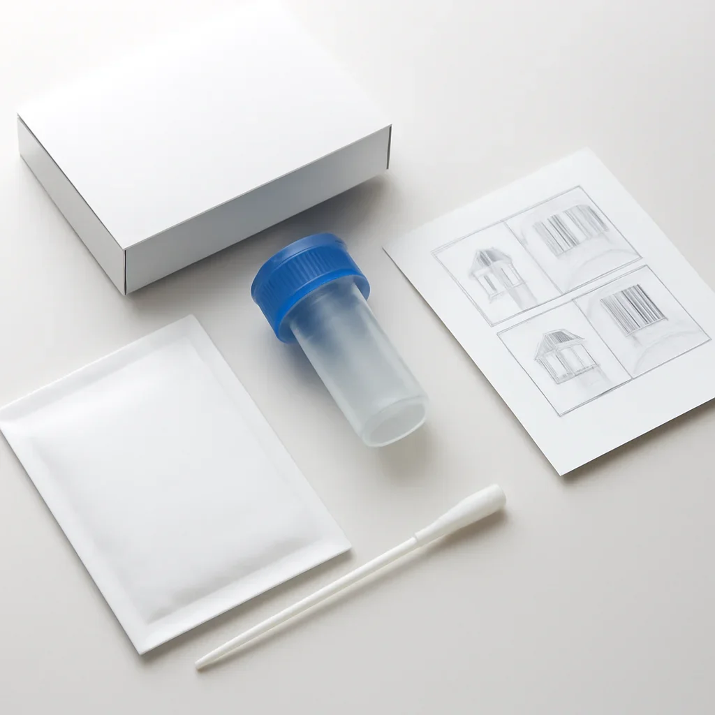 Microbiome test kit contents and at-home collection instructions for a Brandon Manitoba customer