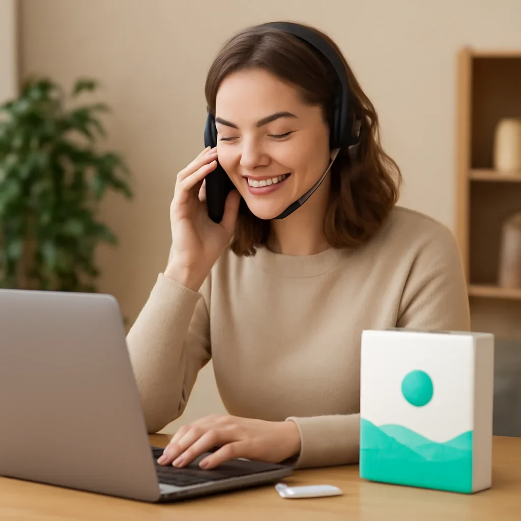 Call to action image for Microbiome Testing and Constipation showing customer support and online ordering