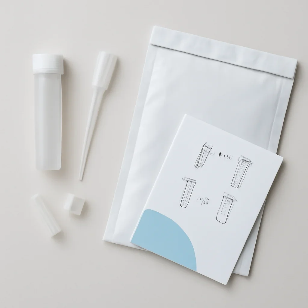 Microbiome test kit contents and home collection instructions for a Kingston resident