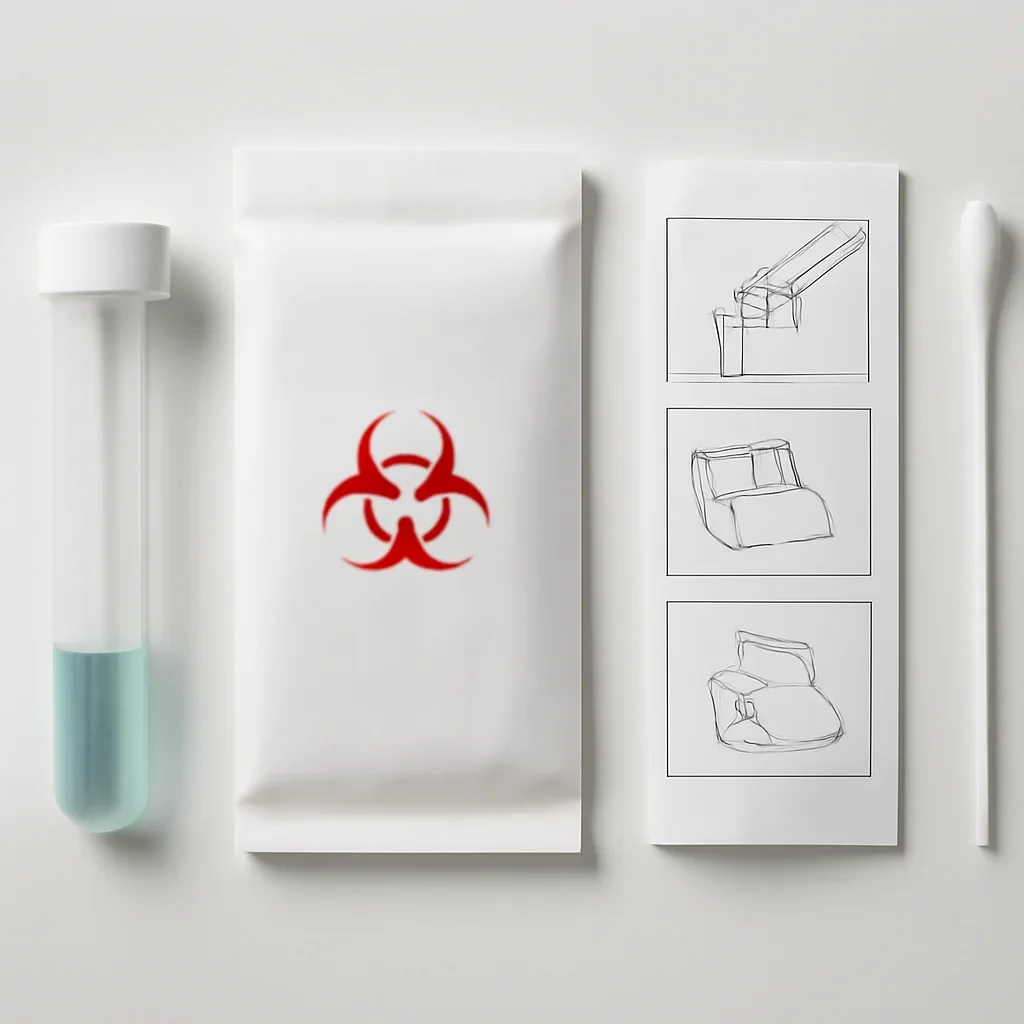 Microbiome test kit contents and home collection instructions for a Langley British Columbia customer