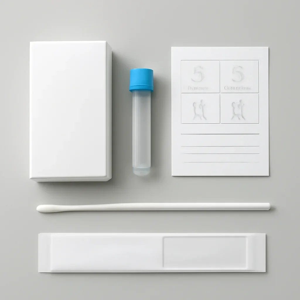 Microbiome test kit contents and at-home collection instructions for a Markham customer