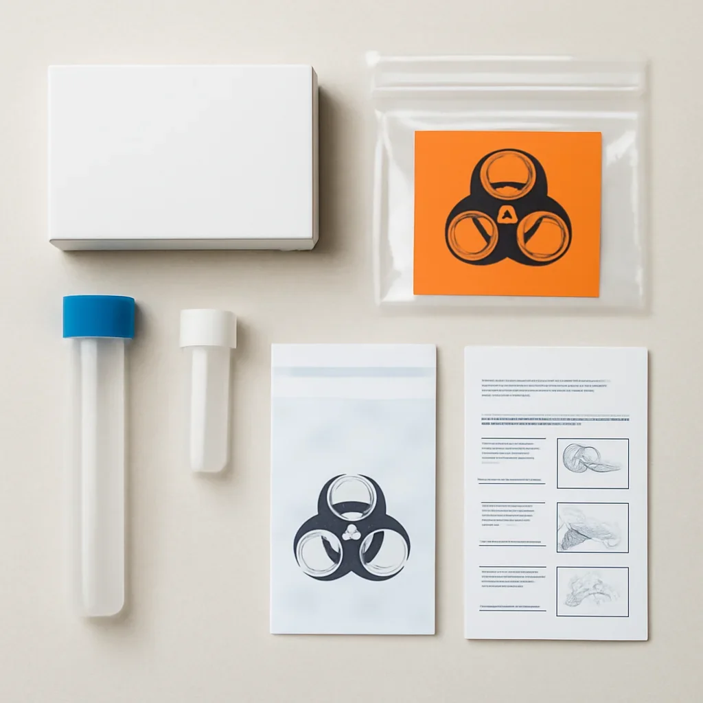 Microbiome test kit contents and home collection instructions for a Montreal customer