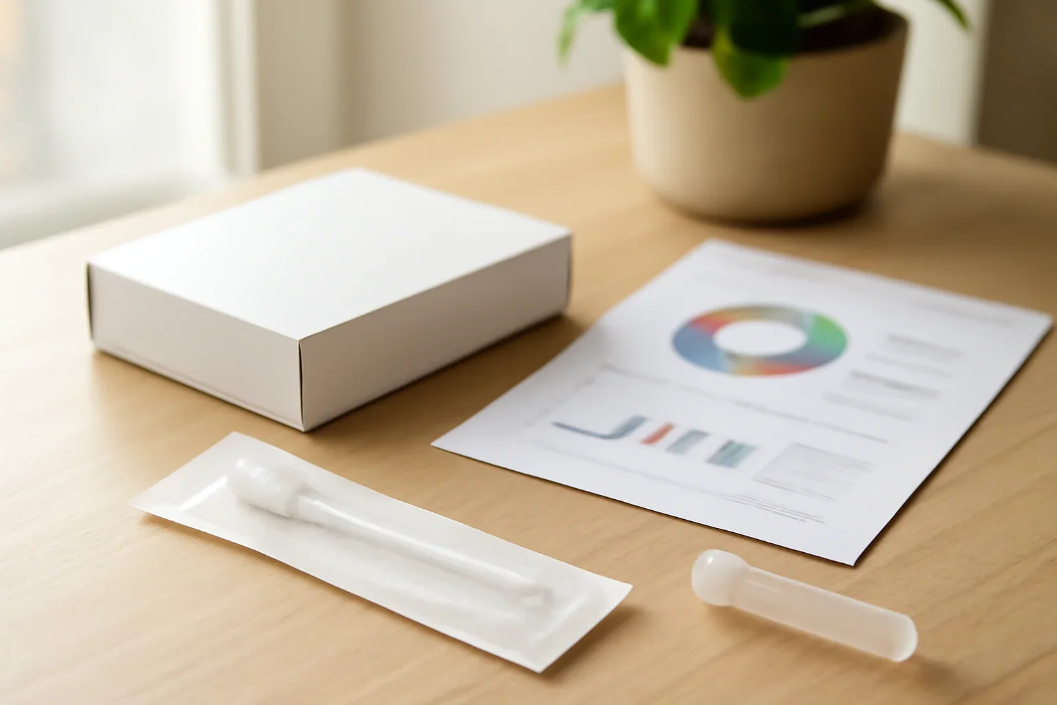 Microbiome Test Results page hero image showing an at-home microbiome testing scene