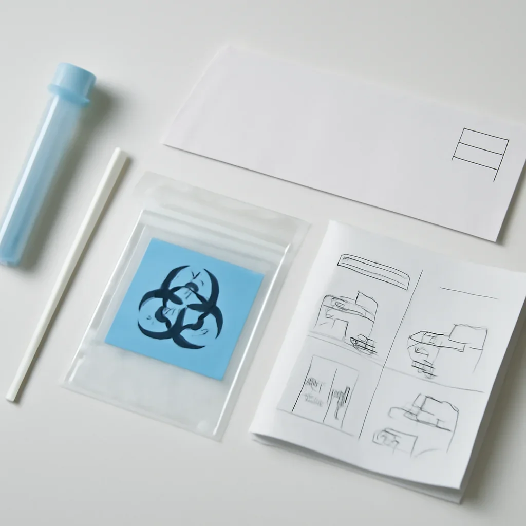 Microbiome test collection kit with packaging and instructions