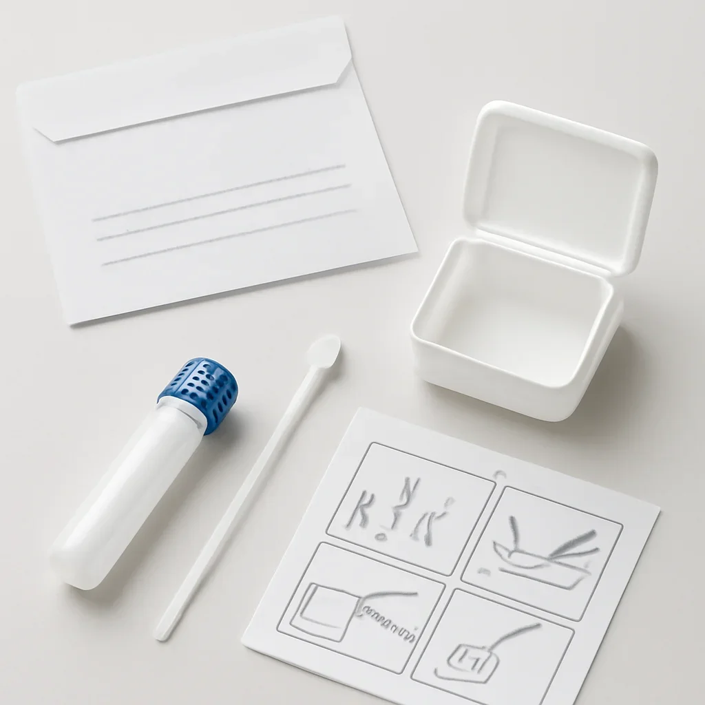 Supporting image for Stool Microbiome Test Canada showing kit contents and instructions